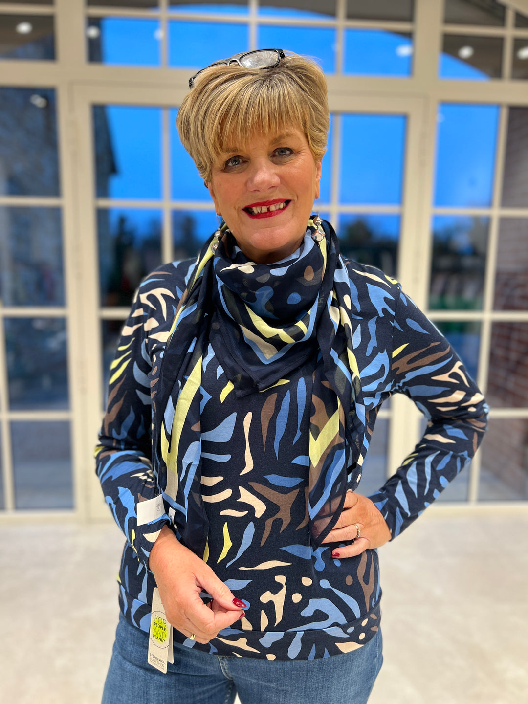 Cecil Print Cloth Scarf In Universal Blue