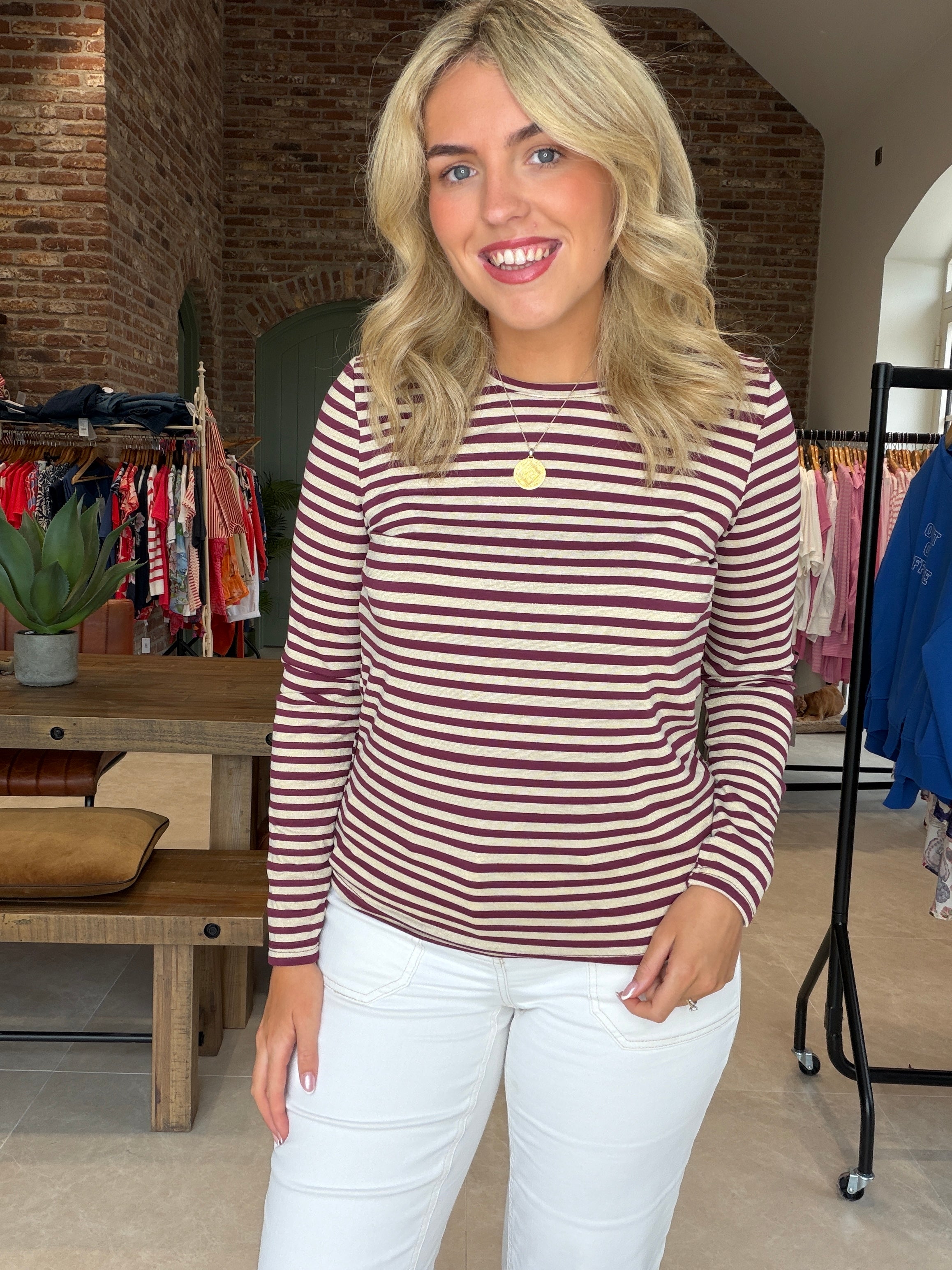 Nümph Nurixie Striped Top In Fig