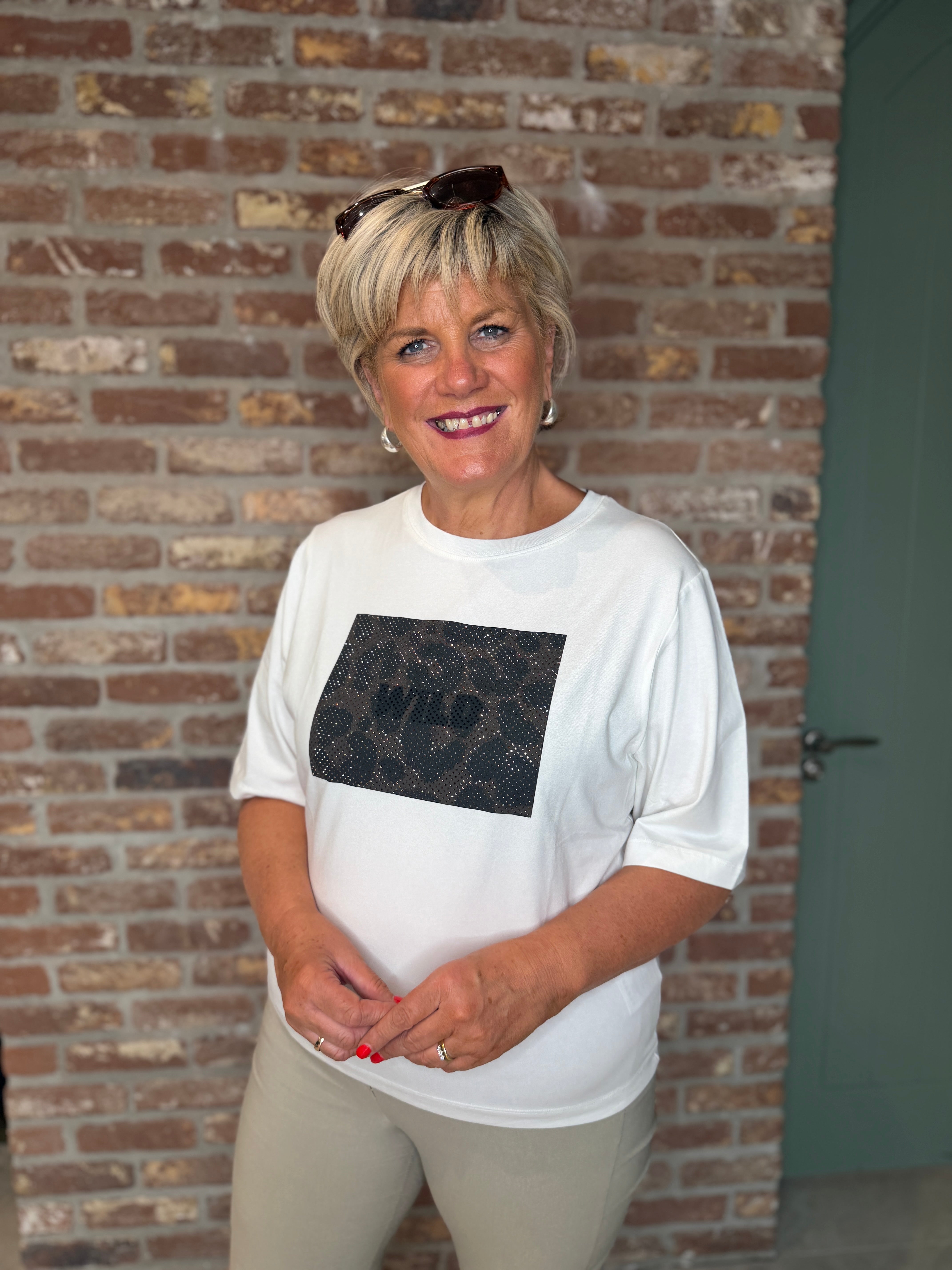 Oui Wild Motif T-shirt In Cloud Dancer