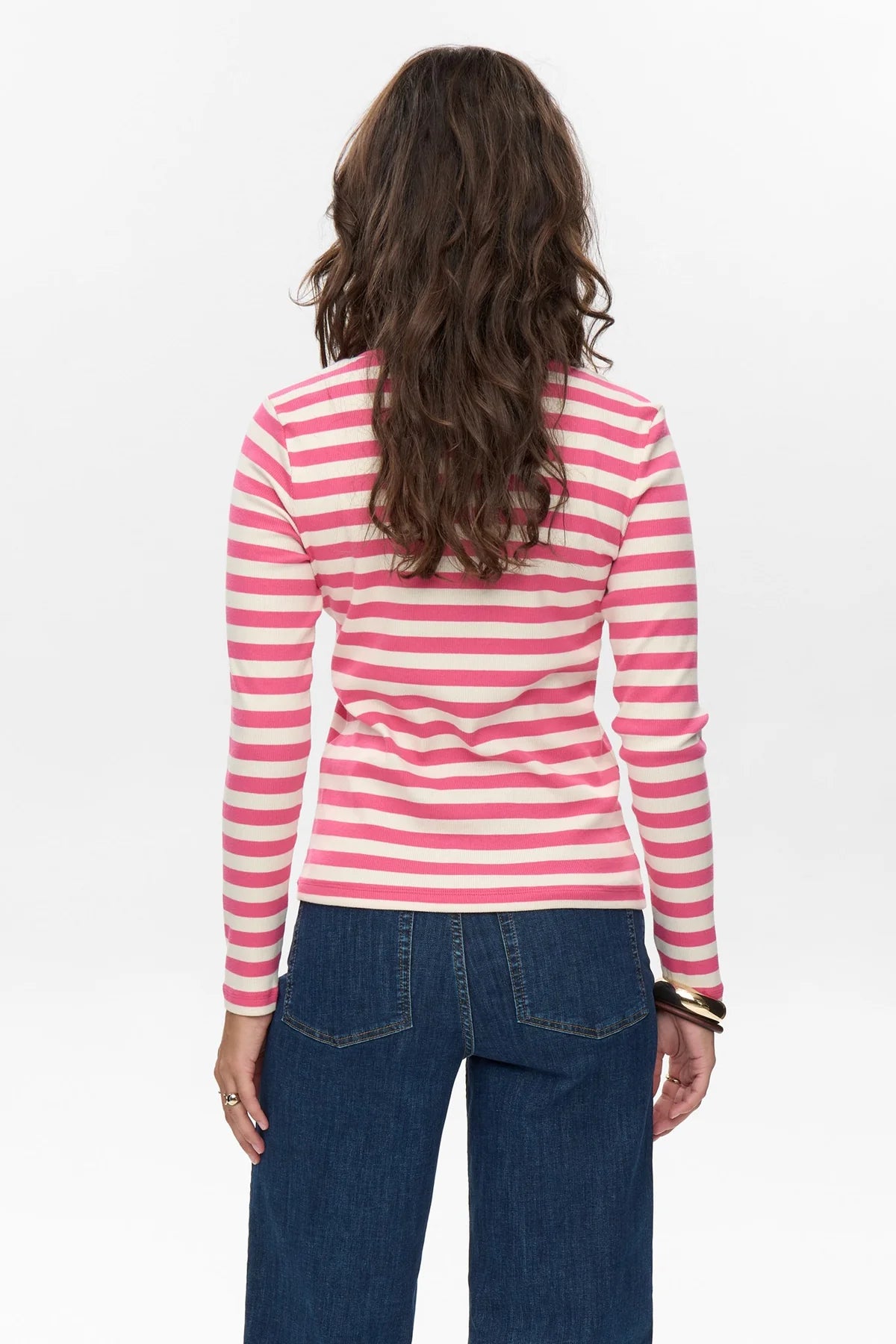 Nümph Numixie Striped Top In Fandango Pink