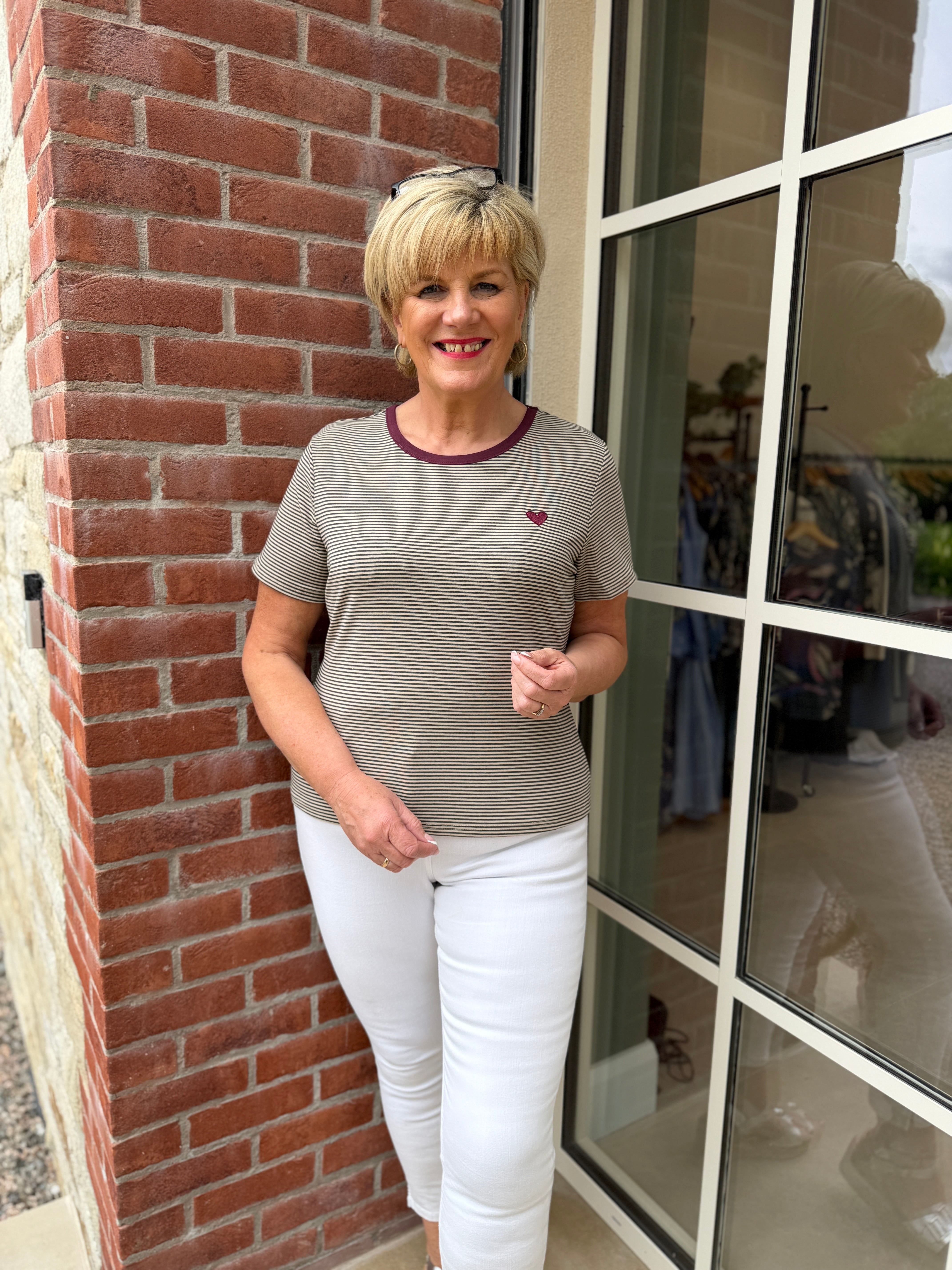 Nümph Nualexa Striped T-shirt In Silver Fig