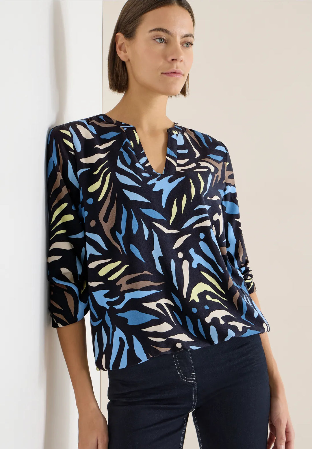 Cecil Multi Blouse In Universal Blue