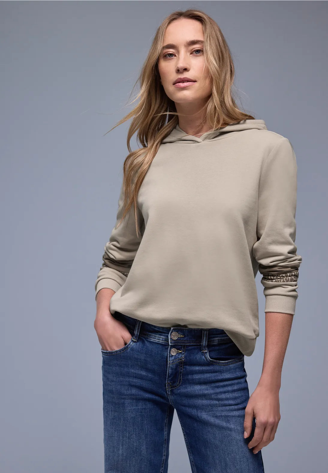 Street One Hoodie In Morning Beige