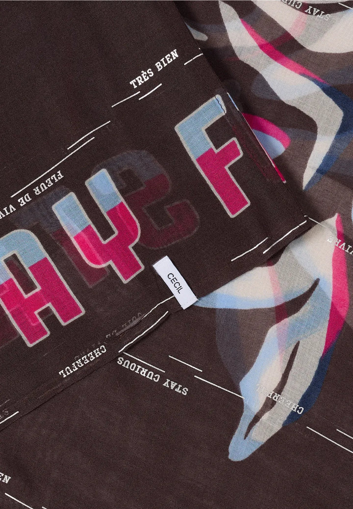 Cecil foil patterned Loop Snood In macchiato brown