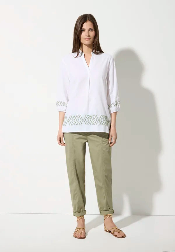 More & More Twill Trousers In Olive Green