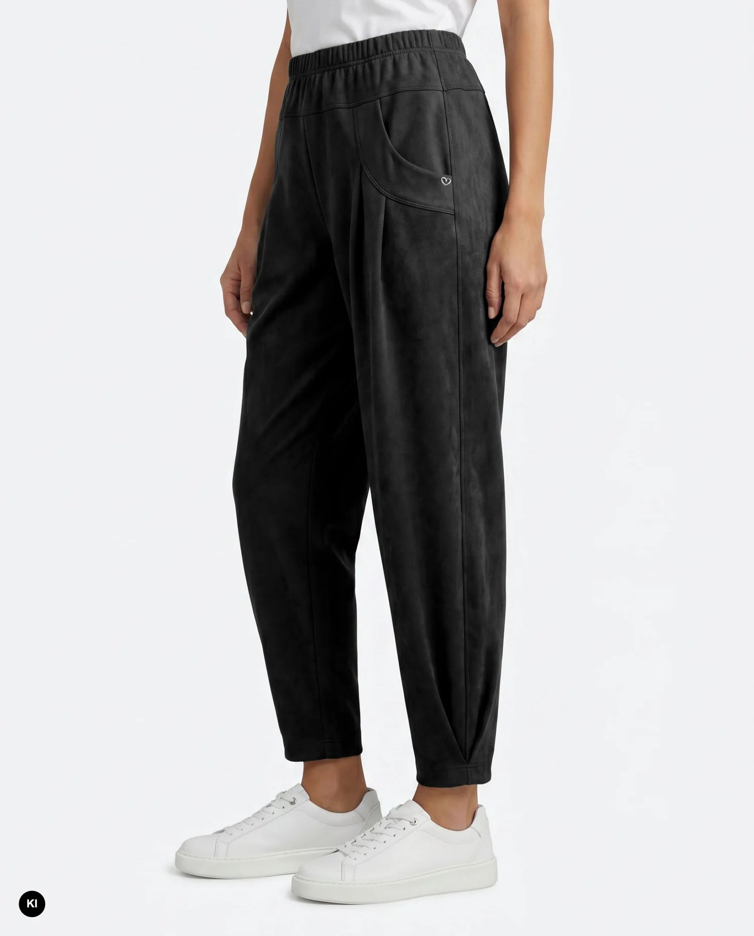 Rachell suede leather trousers in black