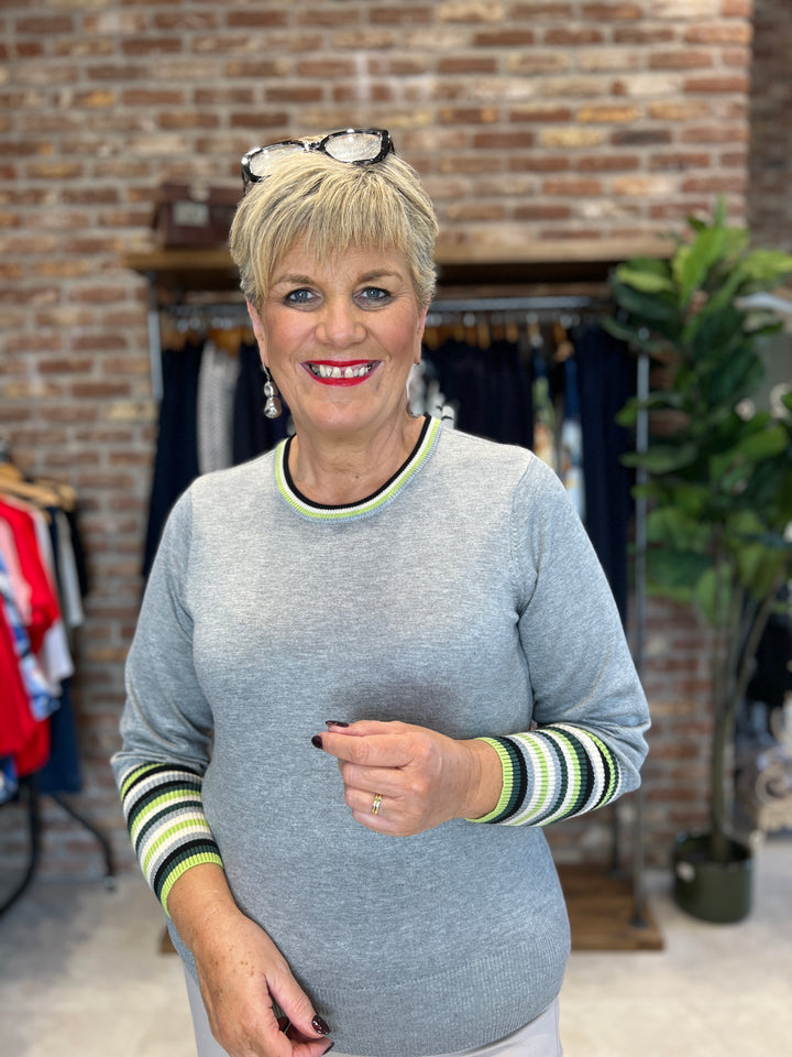 Culture Annemarie Stripe Pullover In Grey multi