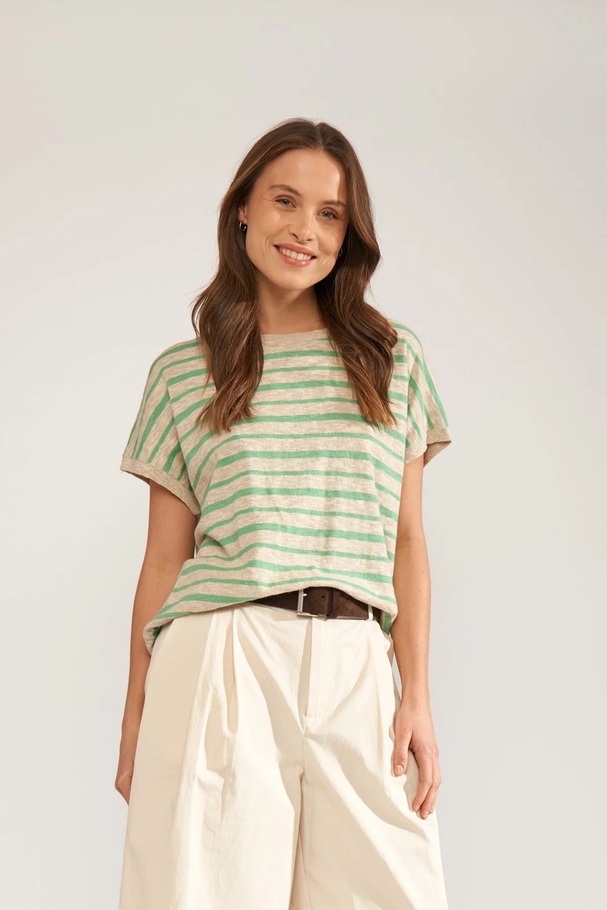 Nümph Striped Pullover in green