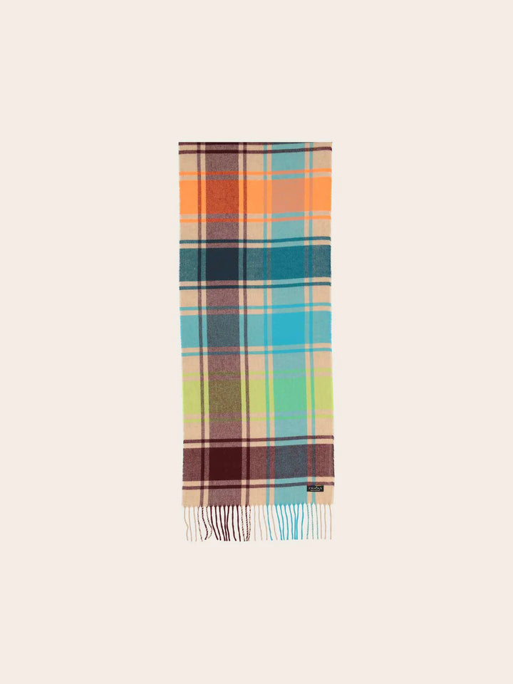 Cashmink colourful checks Scarf In Sand