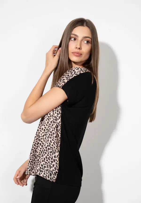 More & More Animal Print Blouse In Black Multi