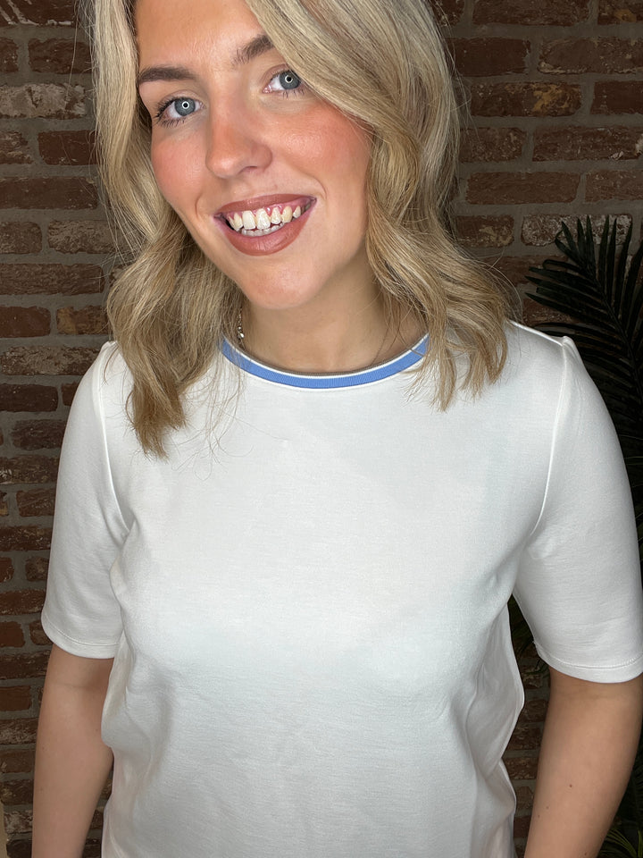 Street One T-shirt With Stripe In Off White