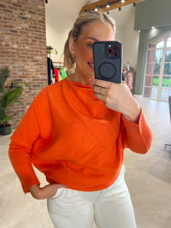 Deck By Decollage Asymmetric Knit In Orange