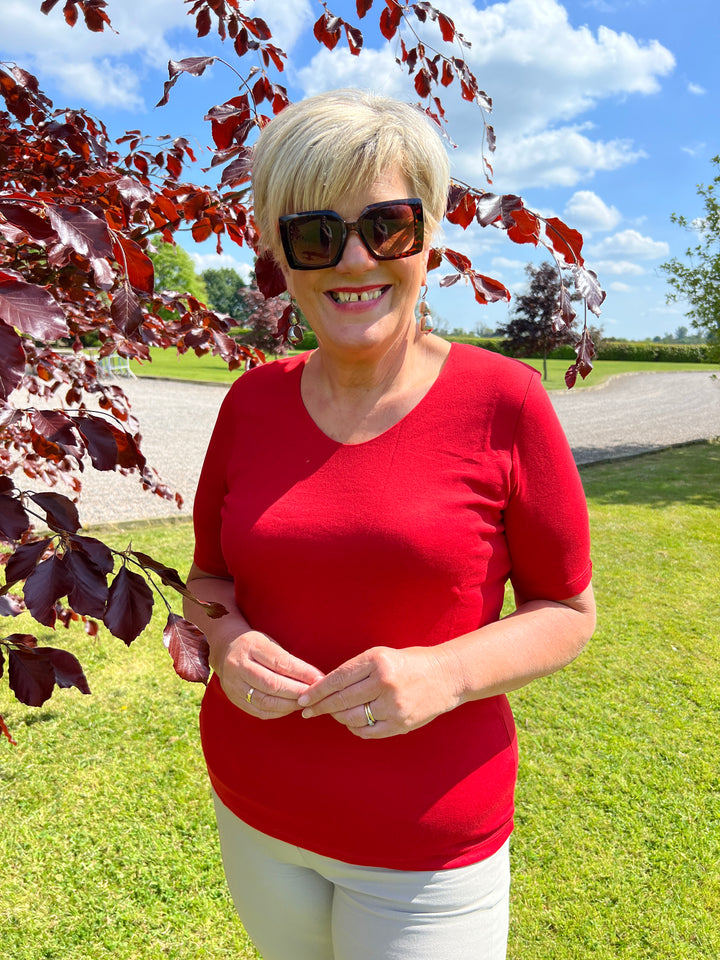 Street One Round Neckline Top In Red