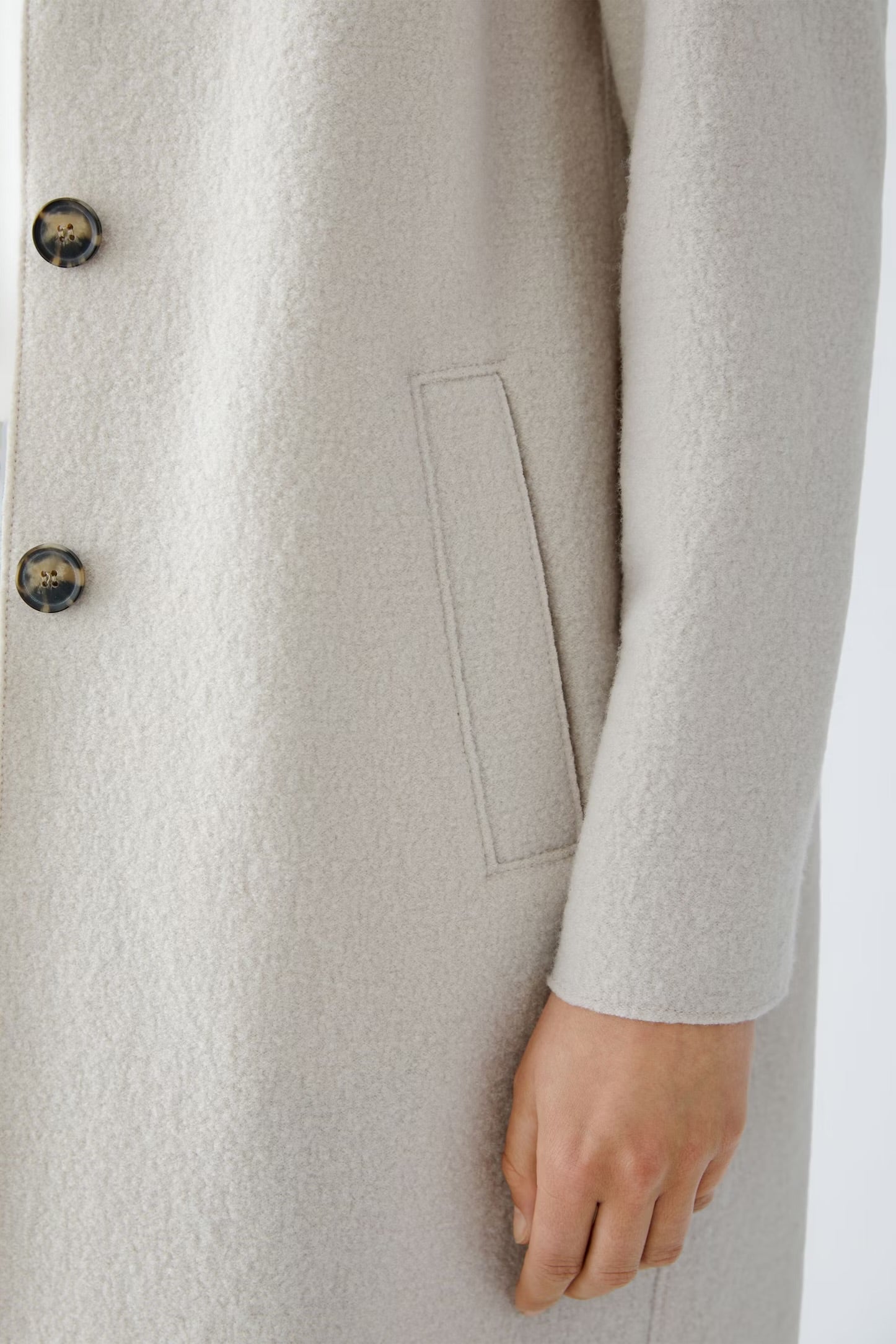 Oui Mayson Boiled Wool Coat In Stone Melange