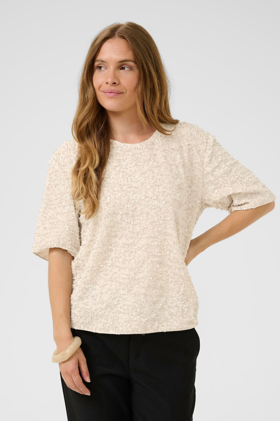 Culture Sequin Blouse In whitecap