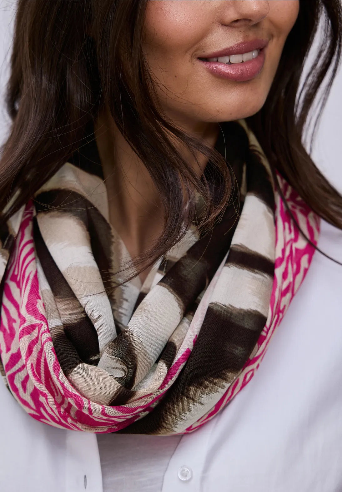 Street One Print Loop Snood In Magenta Dream