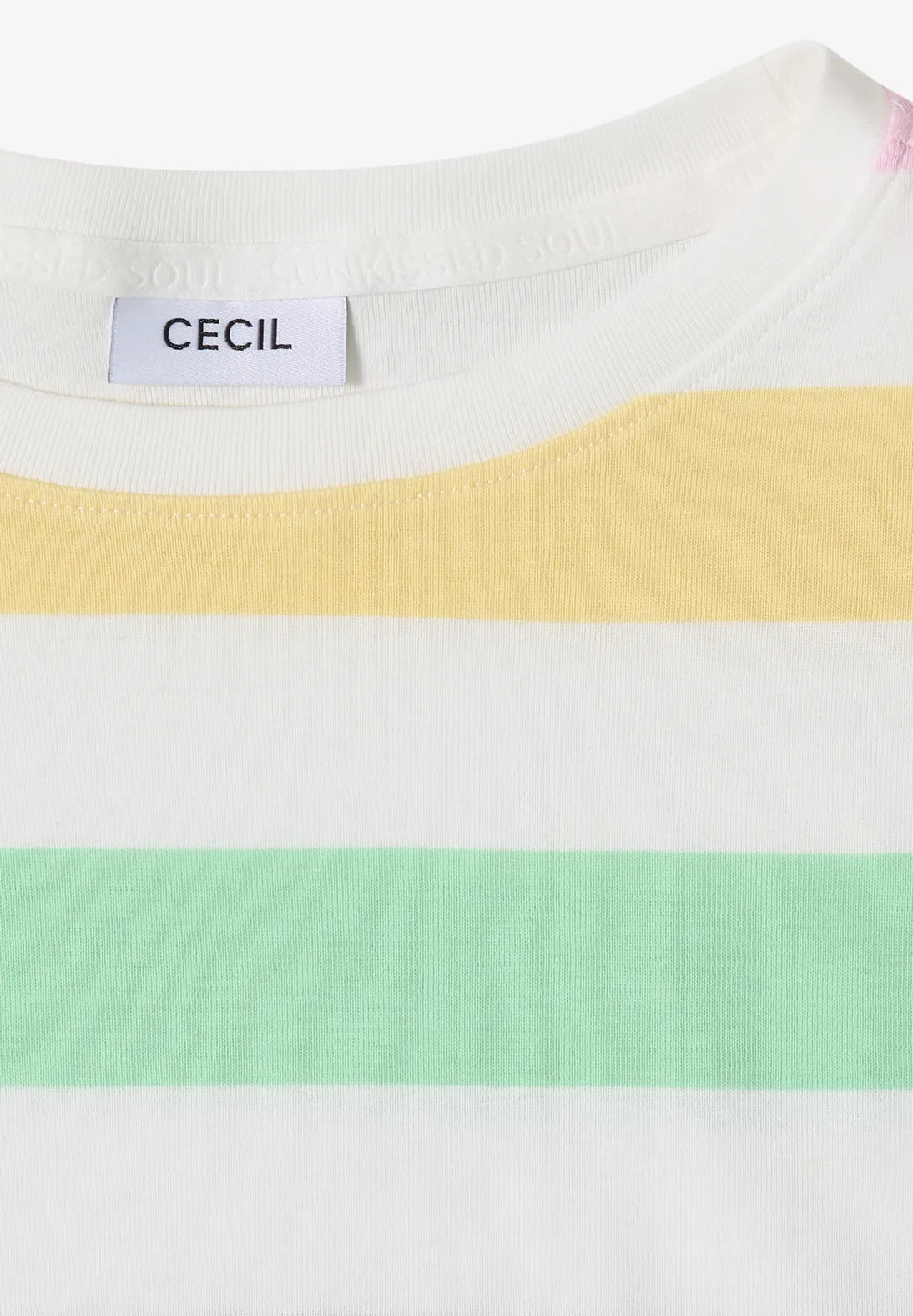 Cecil multi stripe T-shirt in Vanilla White