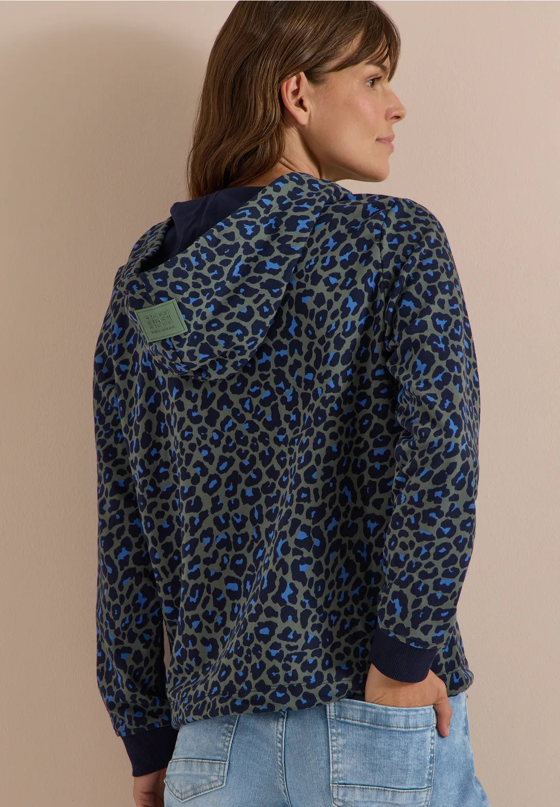 Leo print hoodie in Navy multi