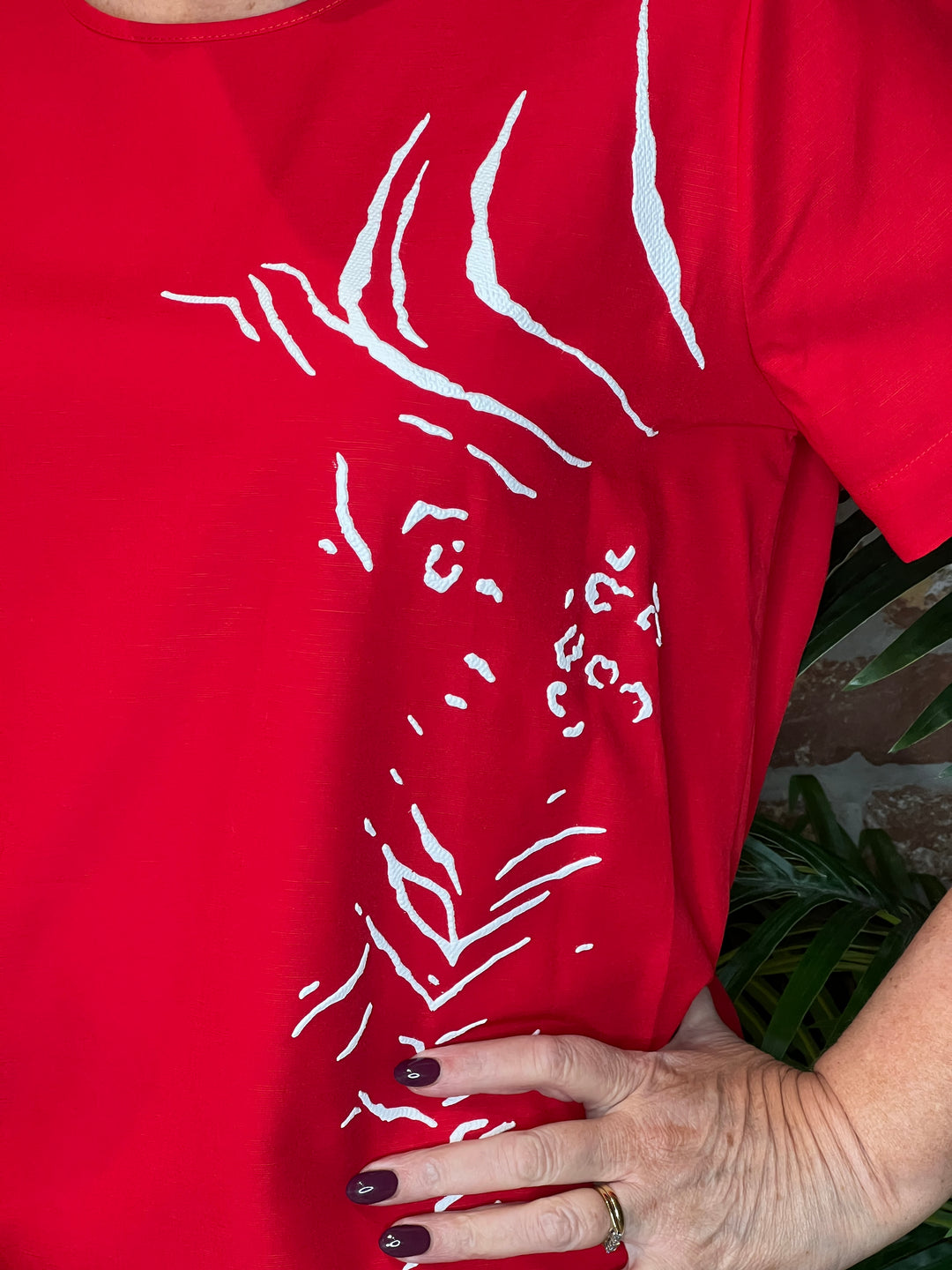 Peruzzi Rubber Print Top in Red Multi