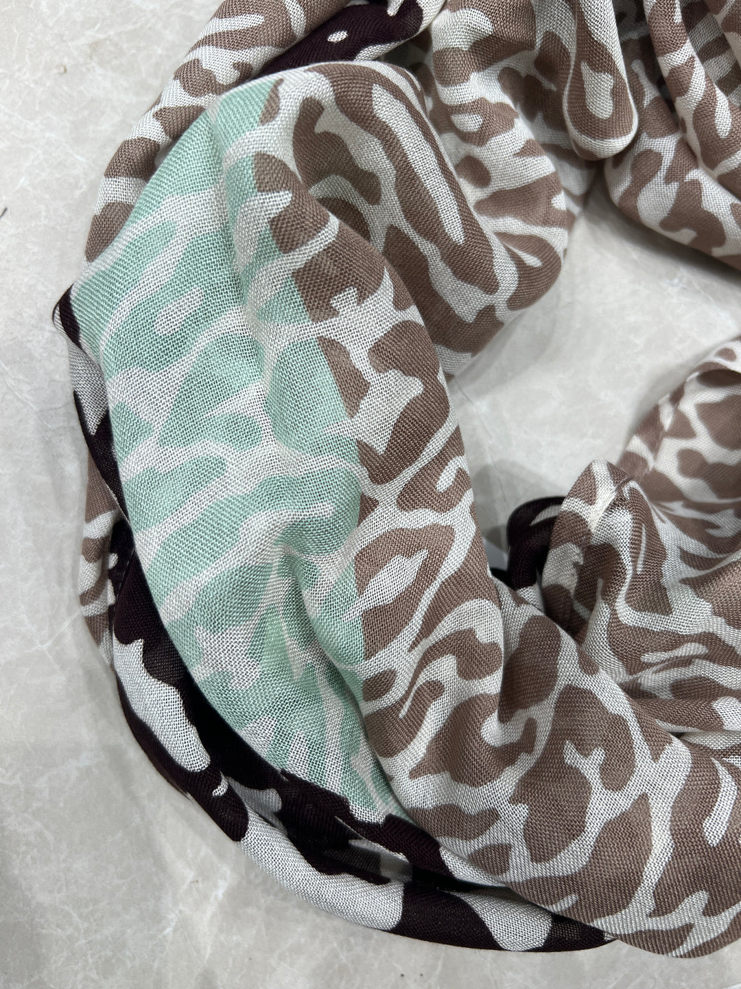 Cecil Print Loop Snood In Taupe