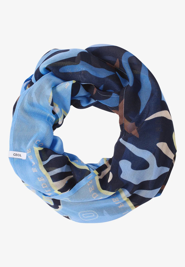 Cecil Print Loop Snood In Universal Blue