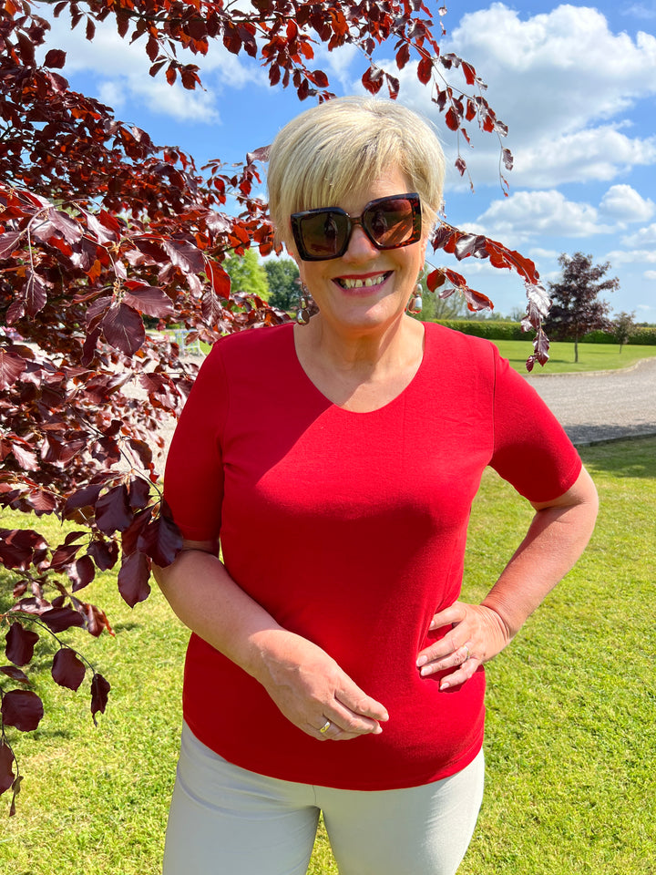 Street One Round Neckline Top In Red