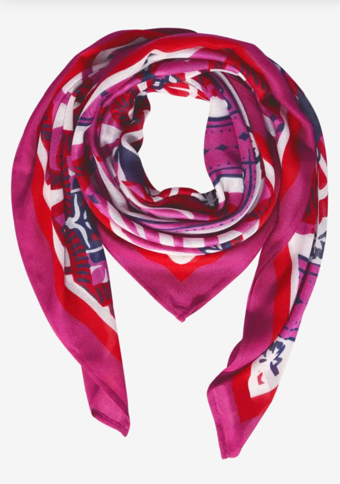Street One Print Square Scarf In Magnlia Pink