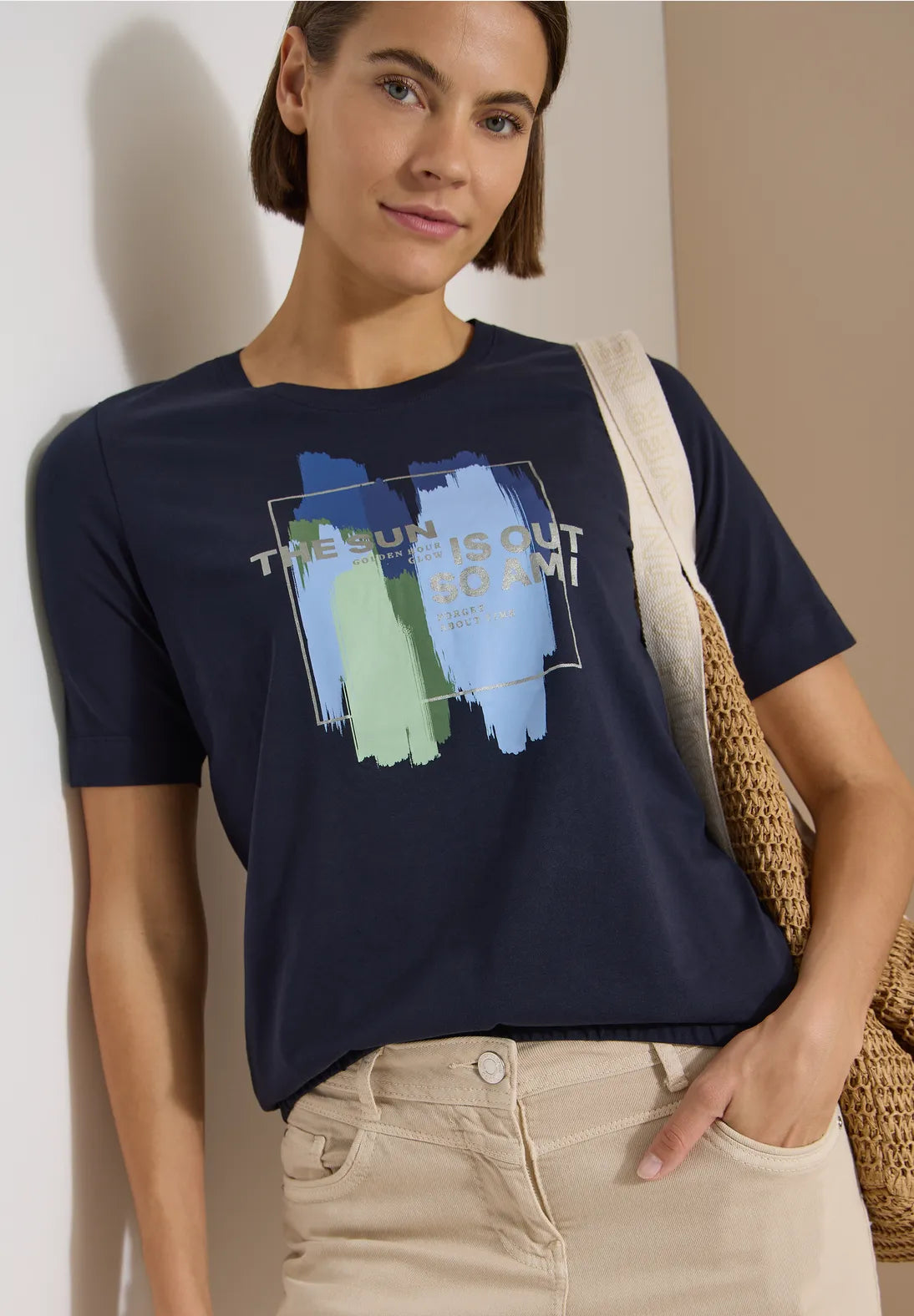 Cecil Multicoloured T-shirt In Urban Dark Blue