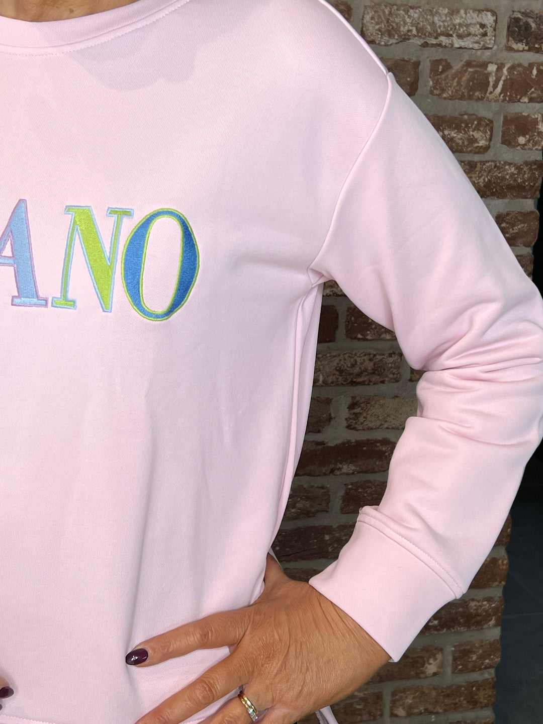 Milano Italy Slogan Sweatshirt In rose