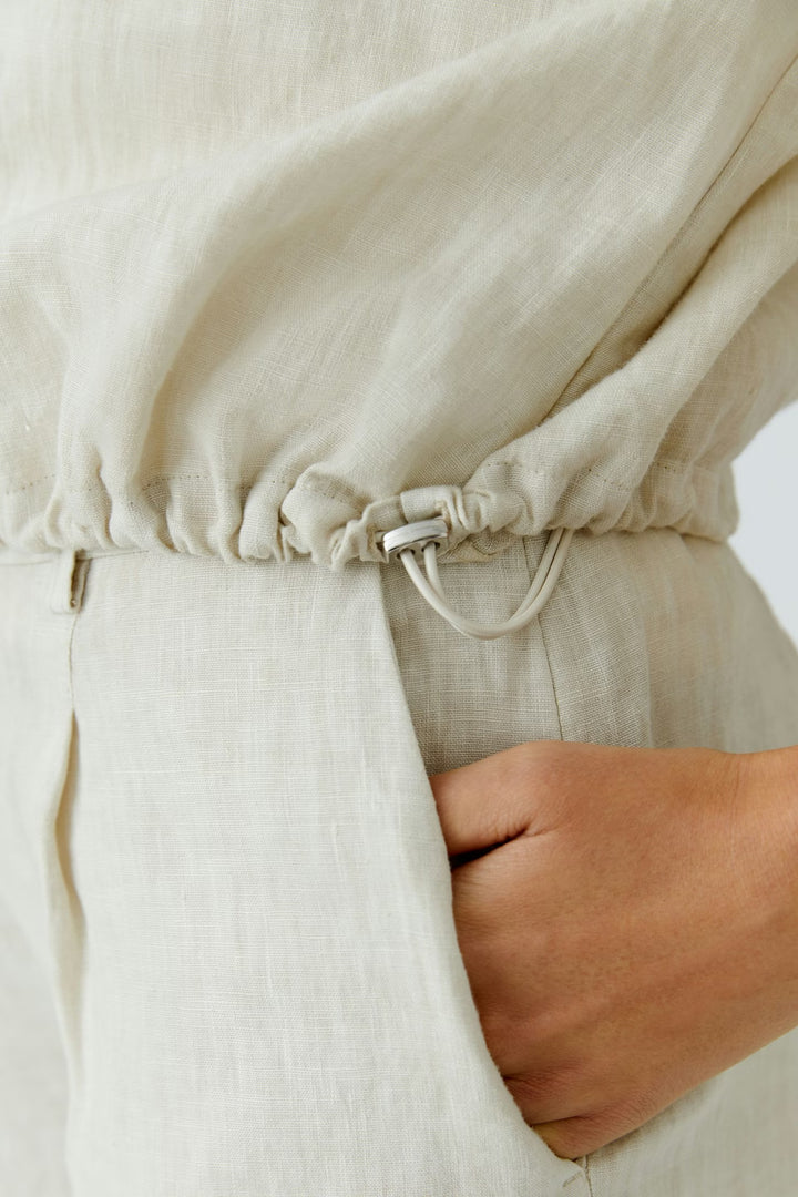 Oui Pure Linen Jacket In Biscuit