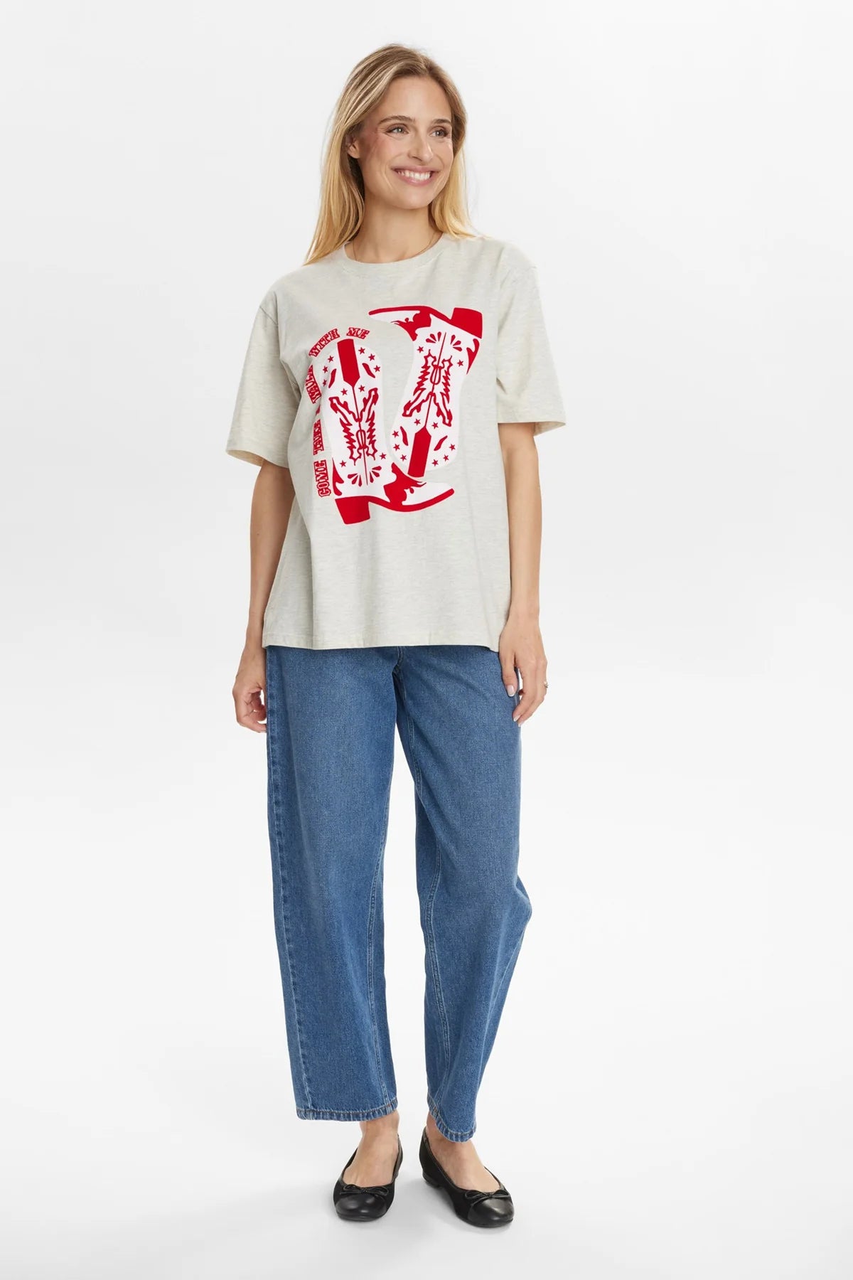 Nümph Nuwestern T-shirt In Cream Melange
