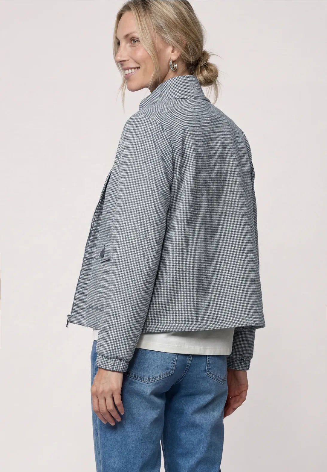 Street One Gingham Print Jacket In whispery Blue