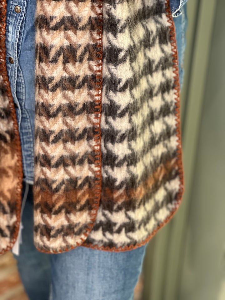 Sophie Stitched Edge Scarf In Black Multi