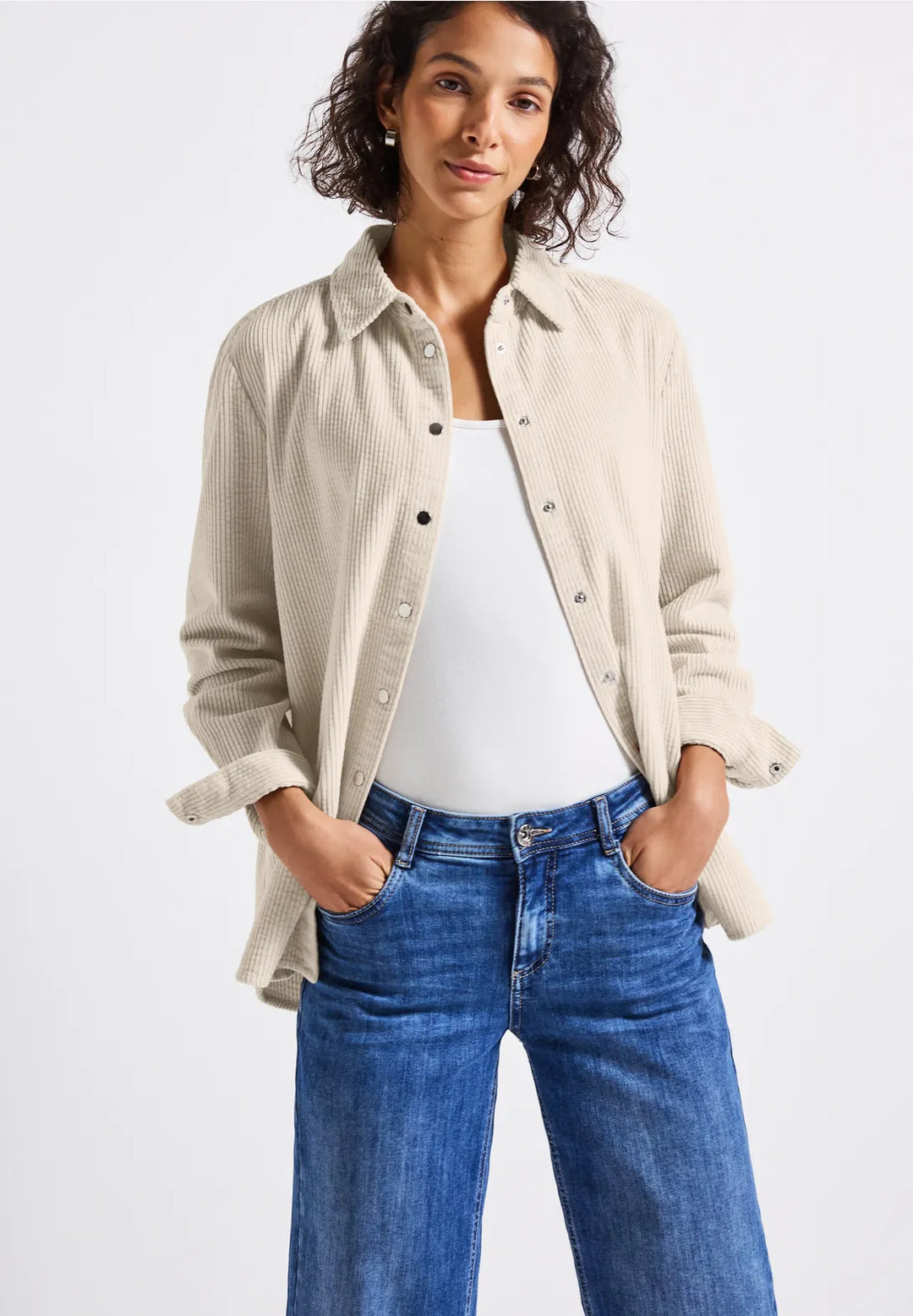 Street One Cord Jacket In Melted Beige