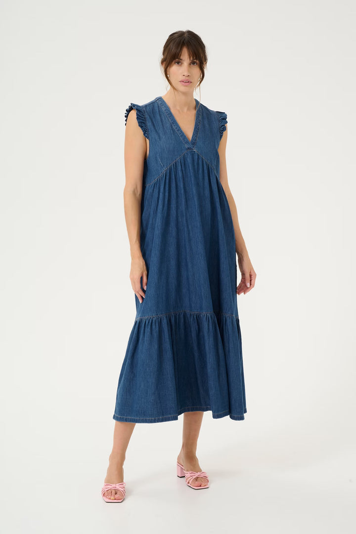 Culture Cuberteline Denim Dress In Dark Blue Wash