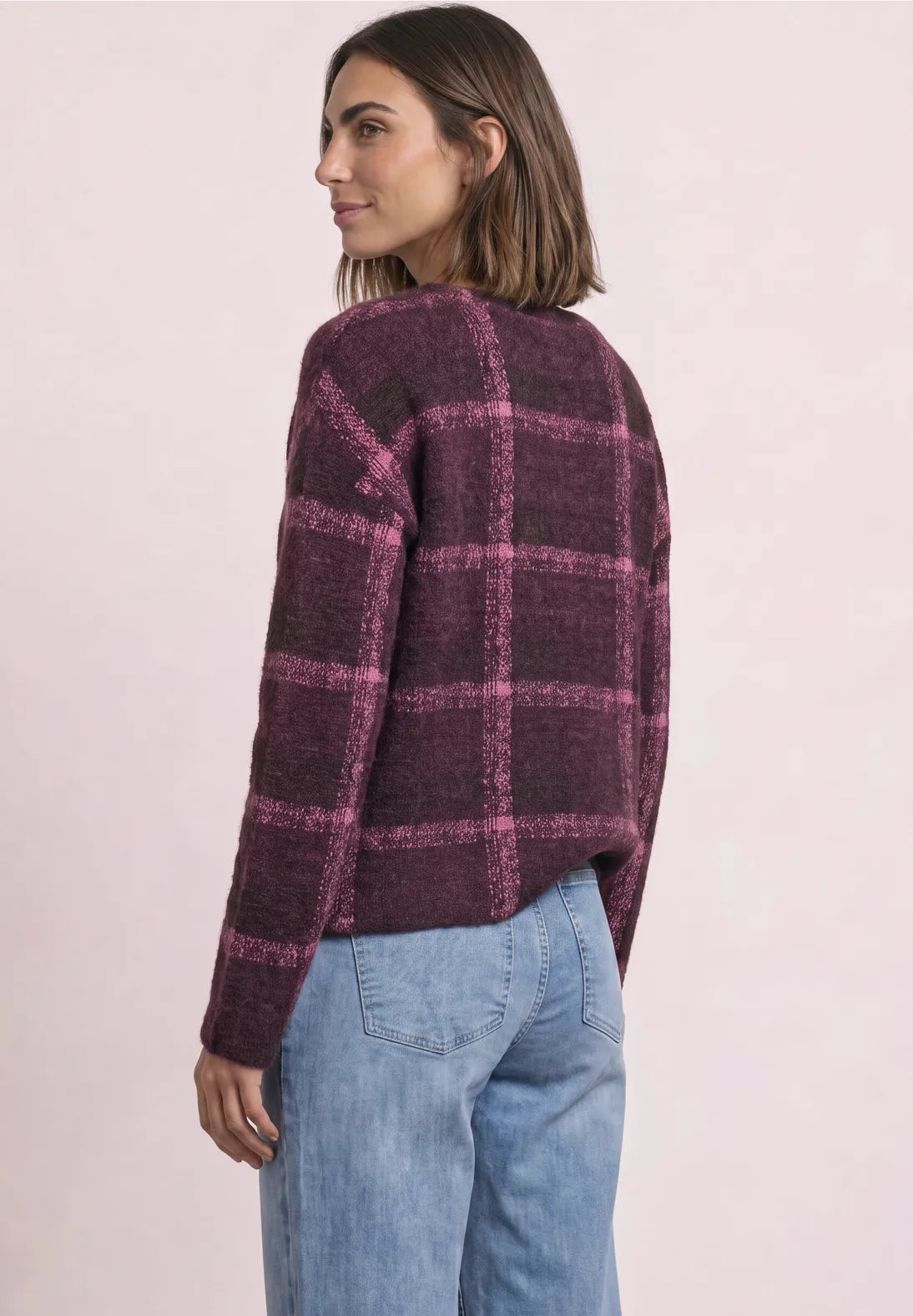 Checked pullover in rustic rouge