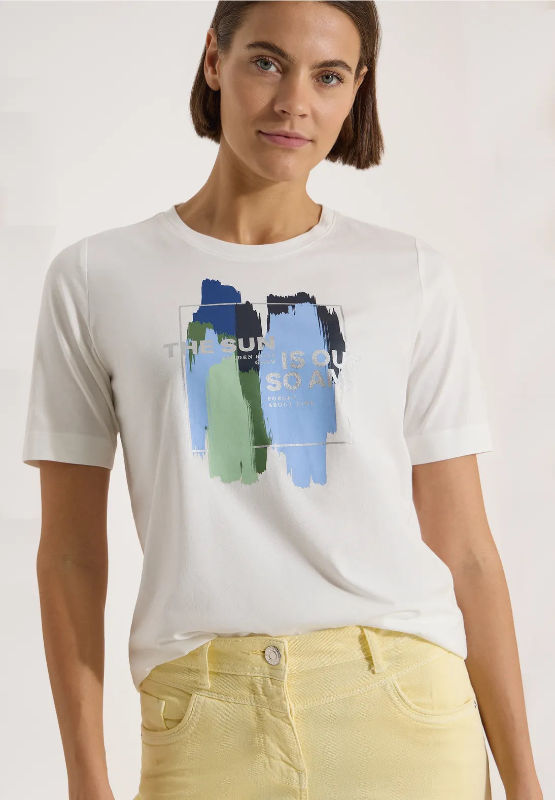 Cecil Multicoloured T-shirt In Vanilla White