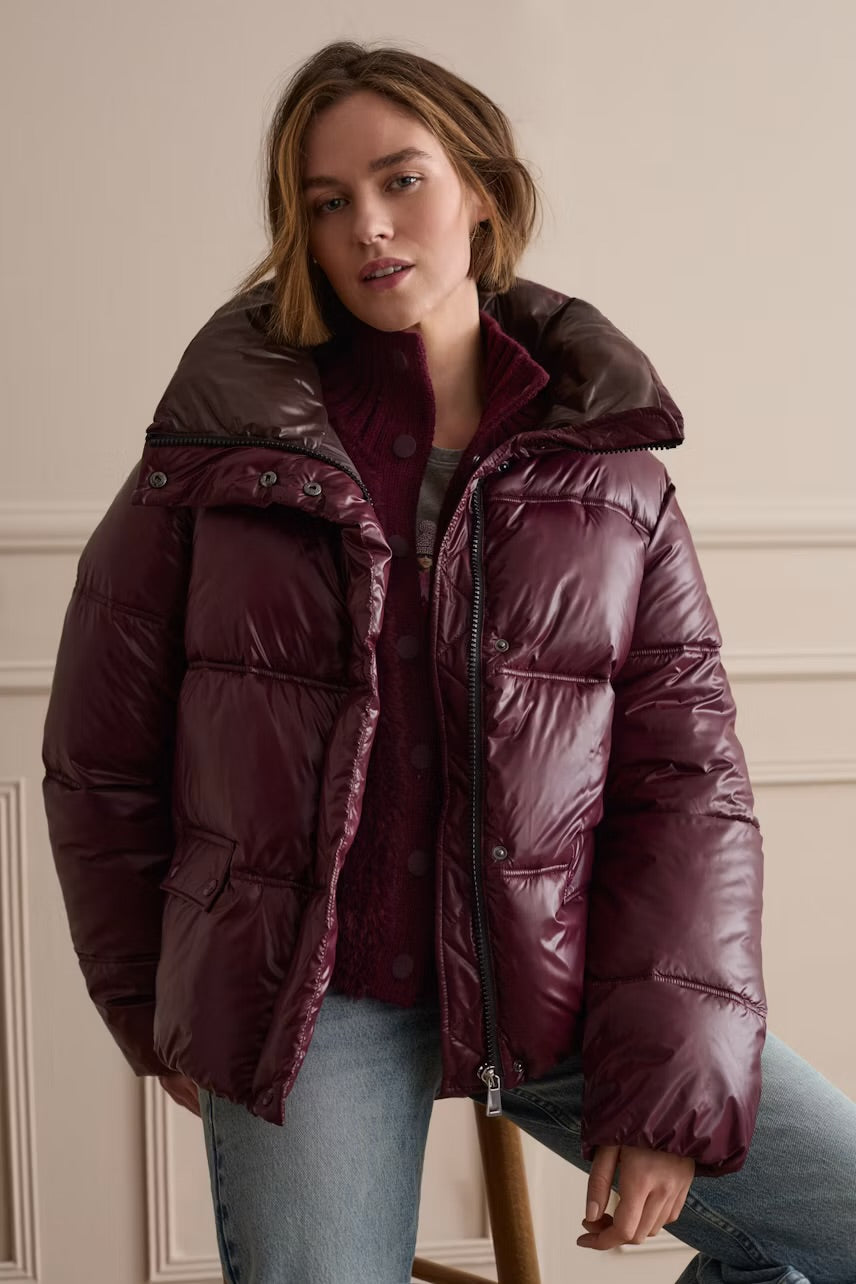 Puffer jacket in bramble berry