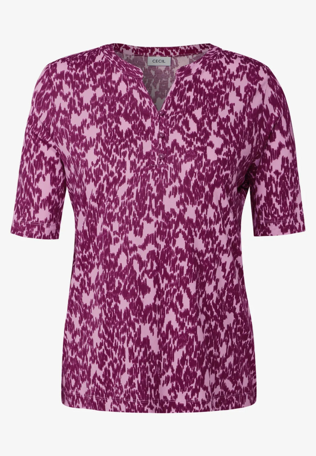 Cecil Minimal  Print v-neck T-Shirt In Cherry Blossom Pink