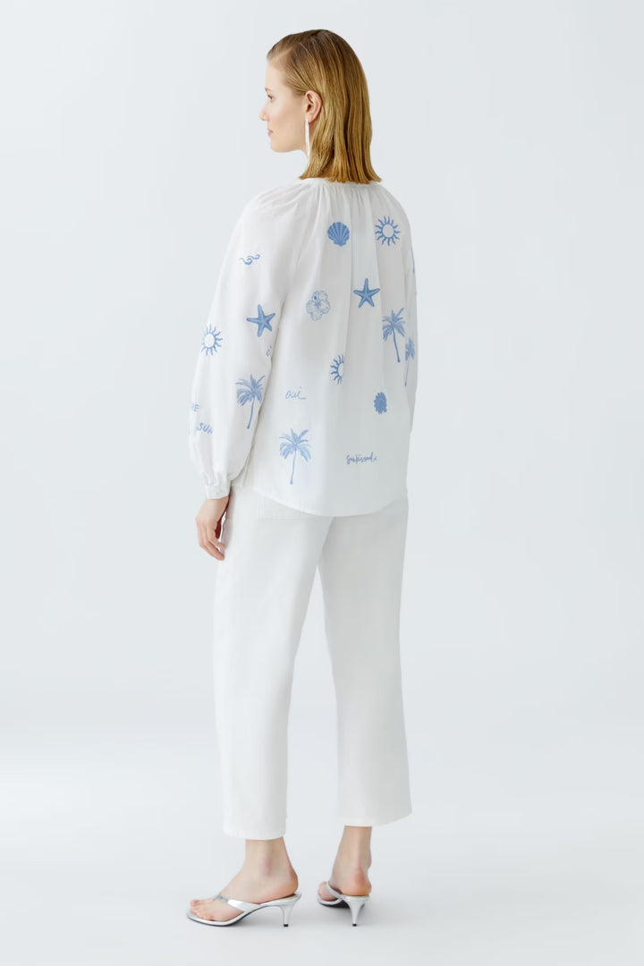 Oui Embroidery Cotton Blouse In Optic White