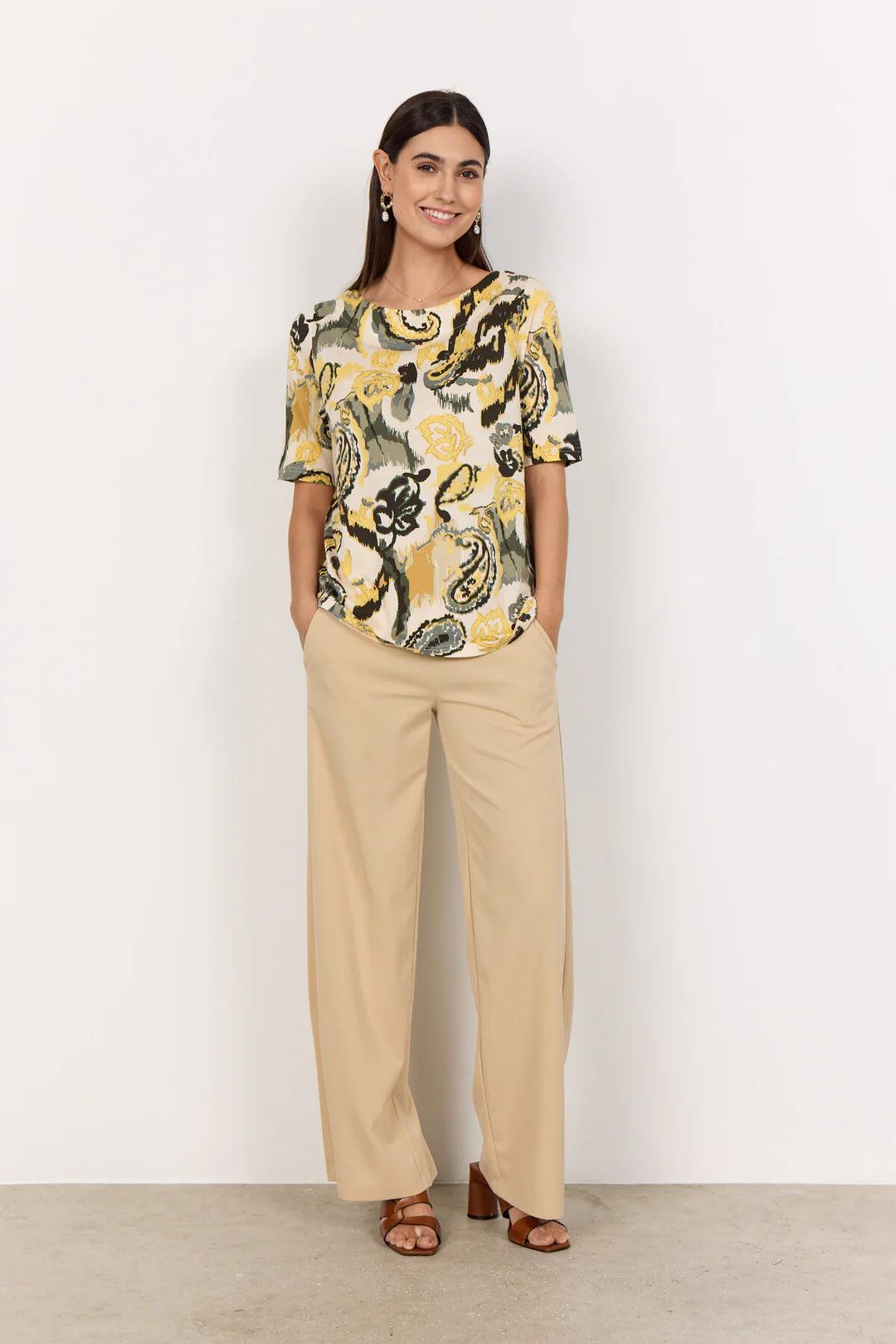 Soya Concept Felicity Floral T-shirt In Yellow