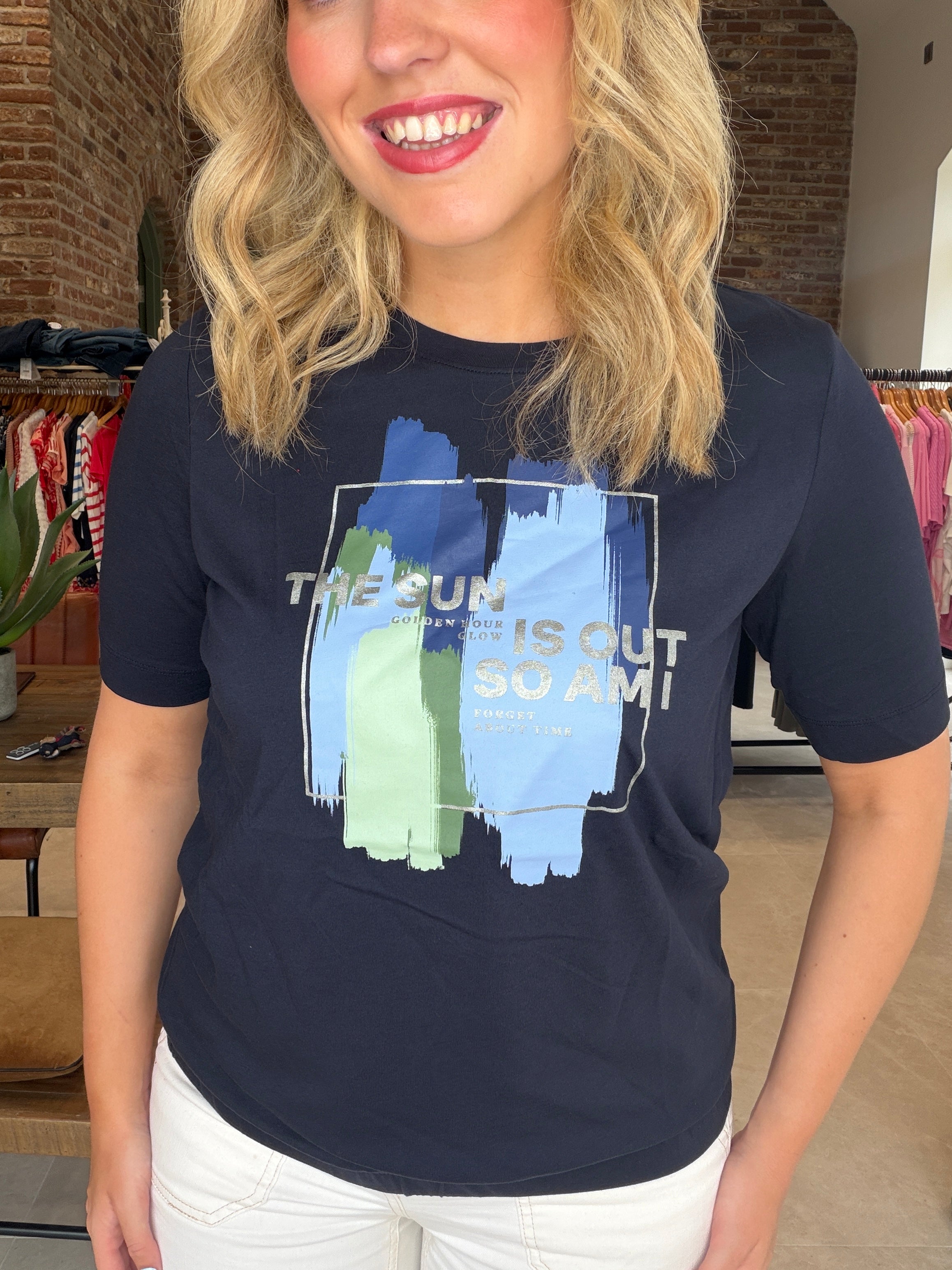 Cecil Multicoloured T-shirt In Urban Dark Blue