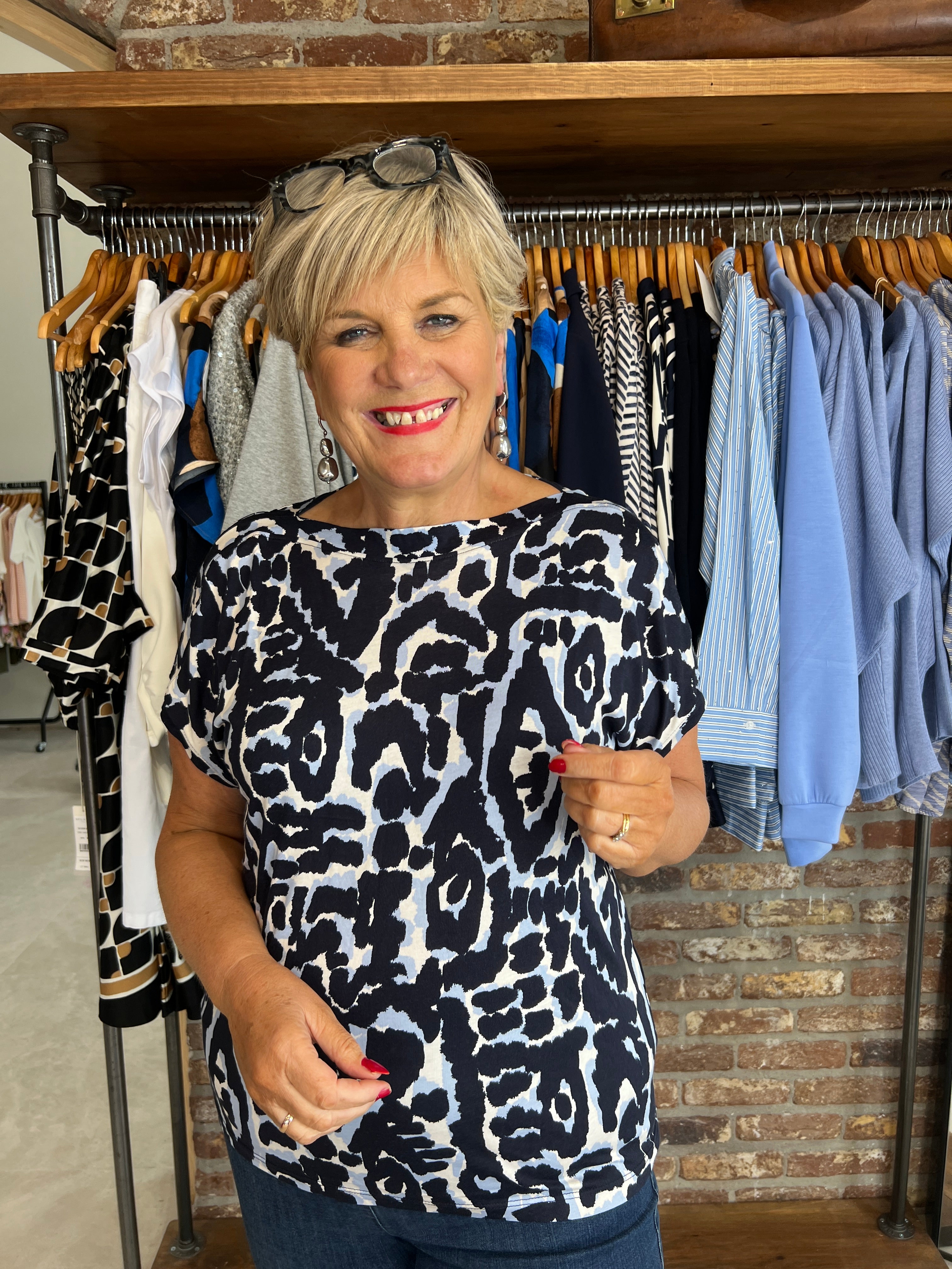 Cecil Boatneck Top In Urban Dark Blue