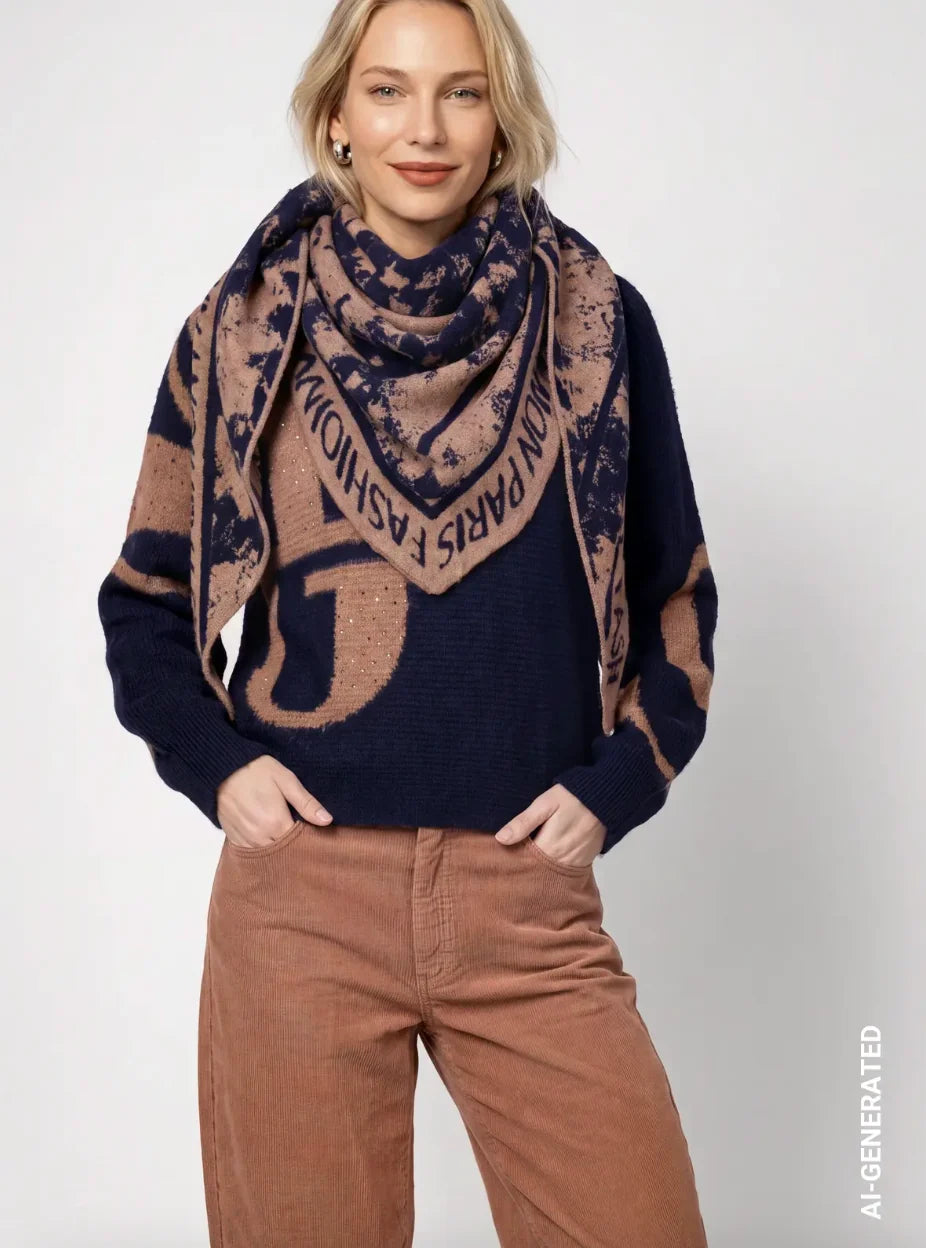 Jacquard scarf in tiramisu pattern