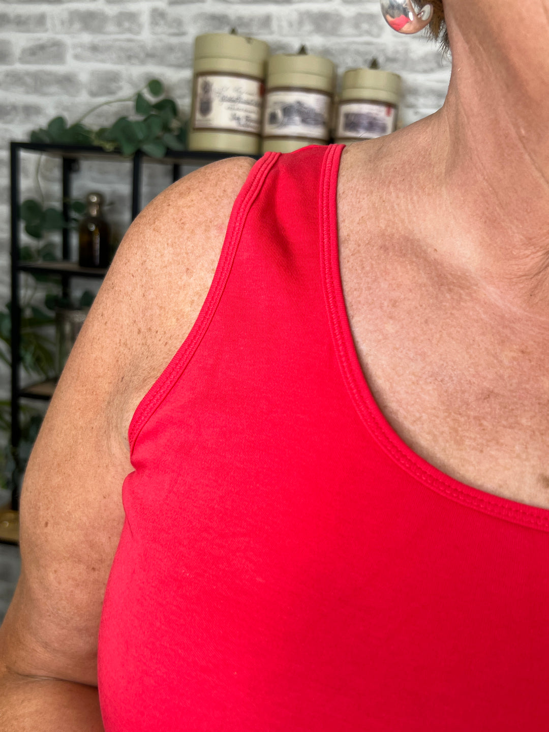 Cecil Linda Vest Top In Glazed Apple Red