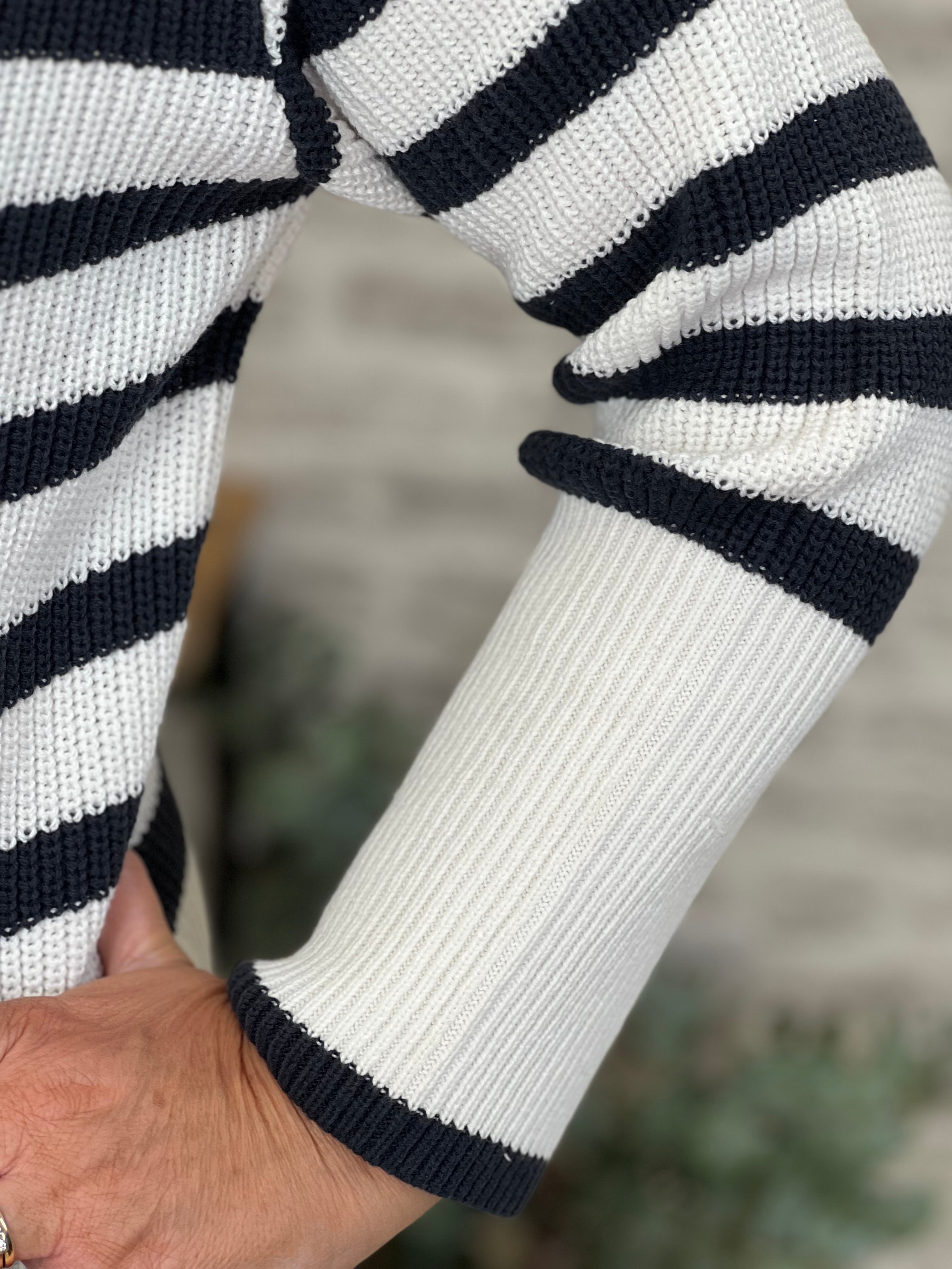 Monari Striped Jumper In Navy & Off white