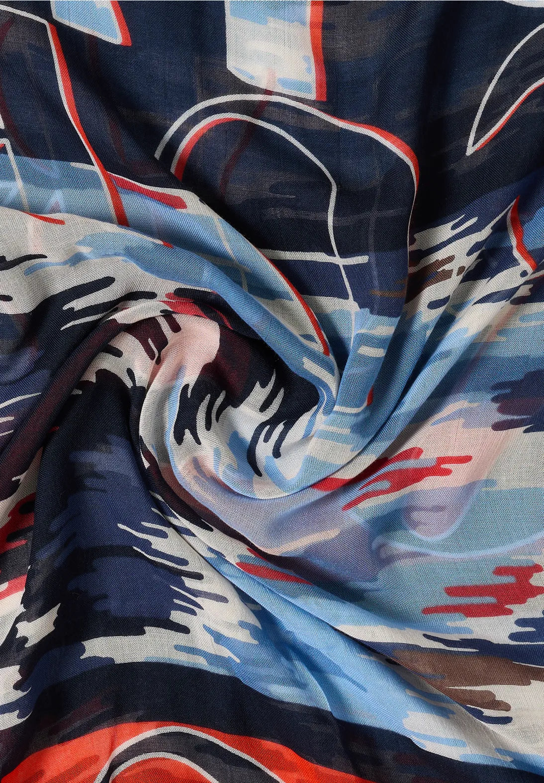 Cecil Print Loop Snood In Universal Blue