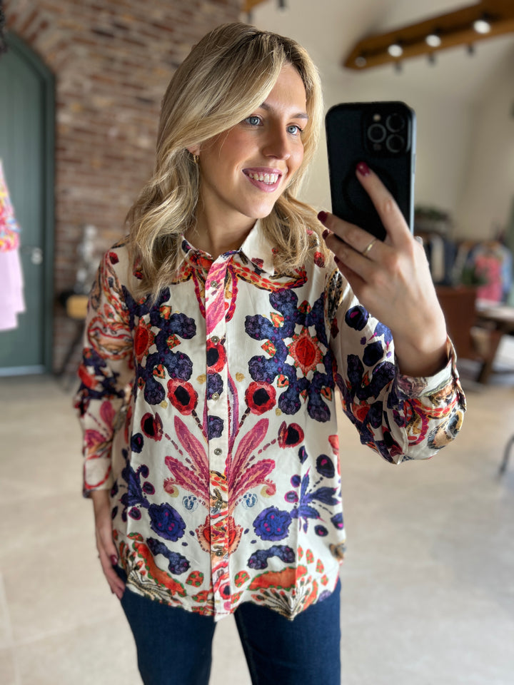 Culture Floral Shirt In Blue & Pink