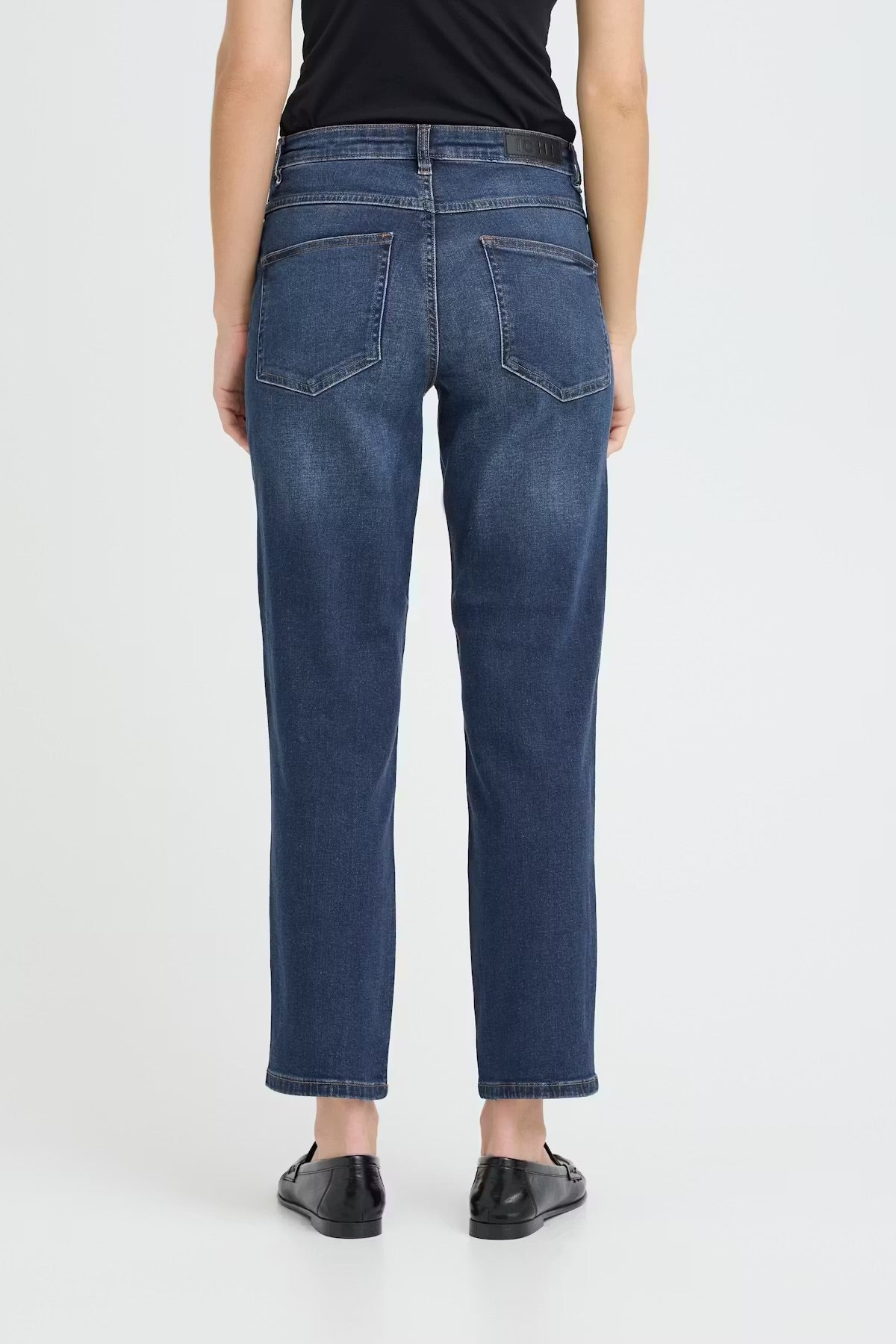 Ichi Twiggy Raven Cropped Jeans In Dark Blue