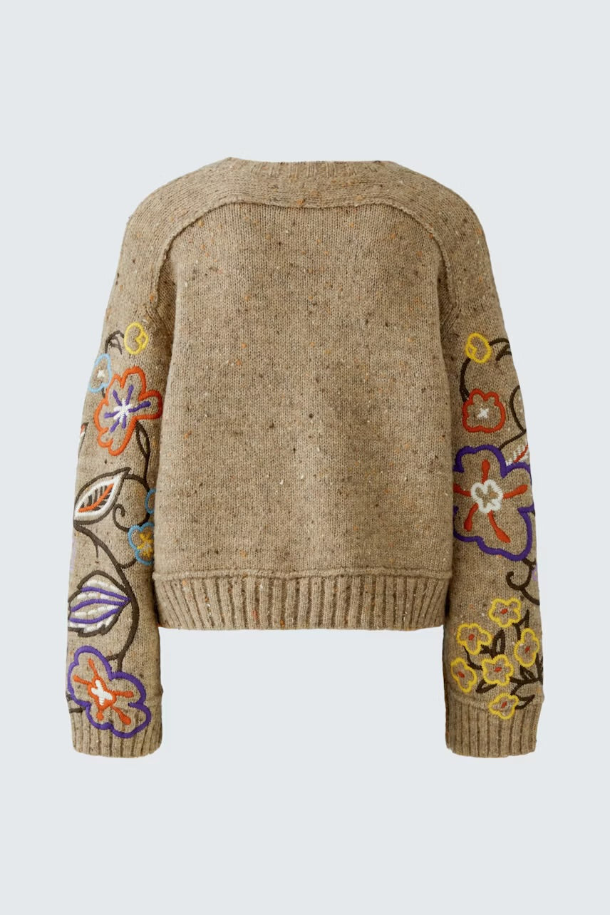 Pullover in camel & violet multi